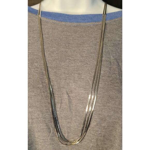 Napier Three Strand Silver Colored Chain Necklace - Picture 1 of 6